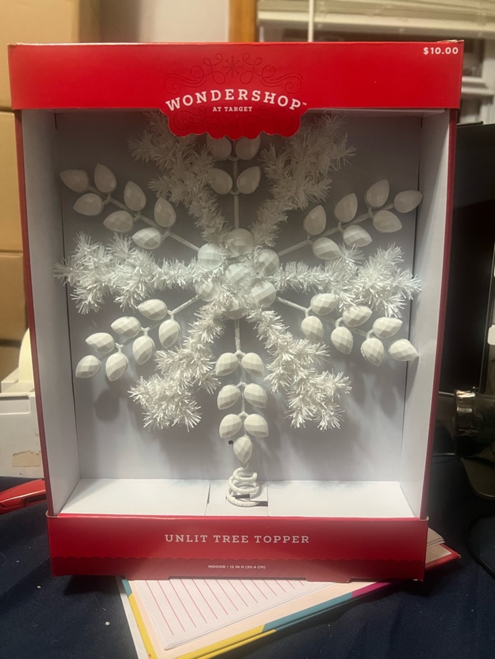 Wondershop White Snowflake Unlit Tree Topper - Festive Star